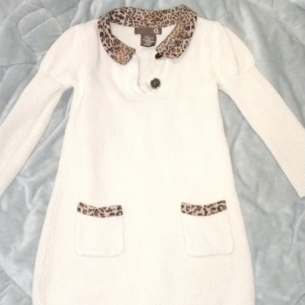 Girls tan w leopard print dress